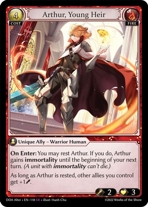 Arthur, Young Heir - Dawn of Ashes Alter Edition - 118 - - NM
