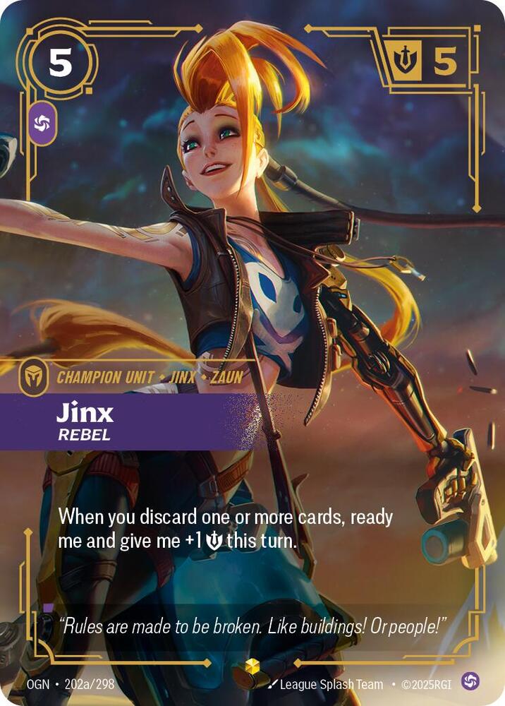 Jinx, Rebel (Alternate Art) - Origins - 202a/298 - Foil - NM