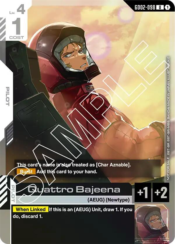 Quattro Bajeena Store Tournament Participant Pack 02 - Gundam Promotional Cards - GD02-098 - Holo - NM