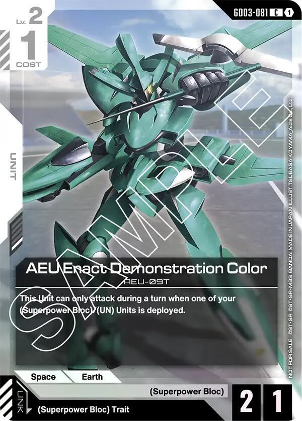 AEU Enact Demonstration Color Store Tournament Participant Pack 03 - Gundam Promotional Cards - GD03-081 - Holo - NM
