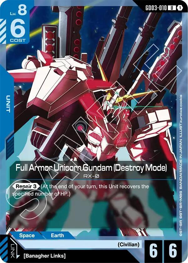 Full Armor Unicorn Gundam (Destroy Mode) - Steel Requiem - GD03-010 - NM