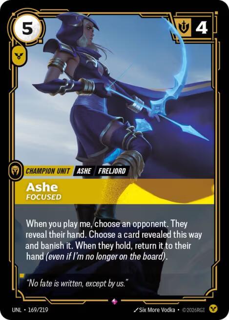 Ashe, Focused - Unleashed - 169/219 - Foil - NM