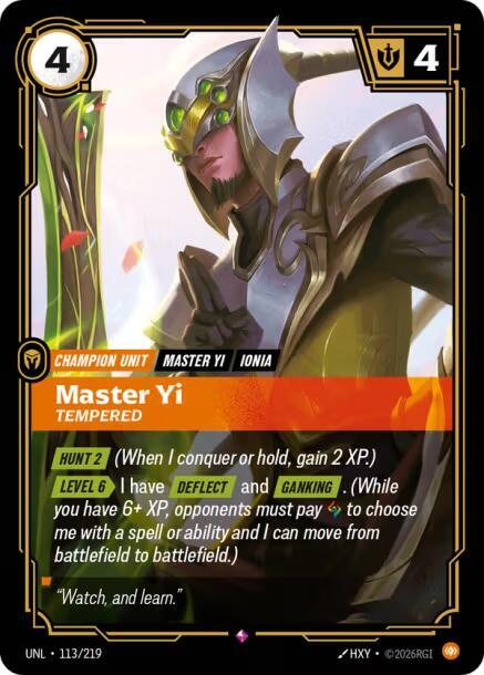 Master Yi, Tempered - Unleashed - 113/219 - Foil - NM