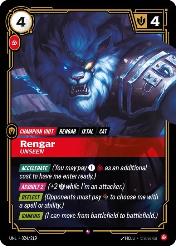 Rengar, Unseen - Unleashed - 024/219 - Foil - NM