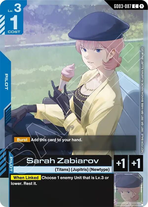 Sarah Zabiarov (Store Tournament Participant Pack 04) - Gundam Promotional Cards - GD03-087 - Holo - NM