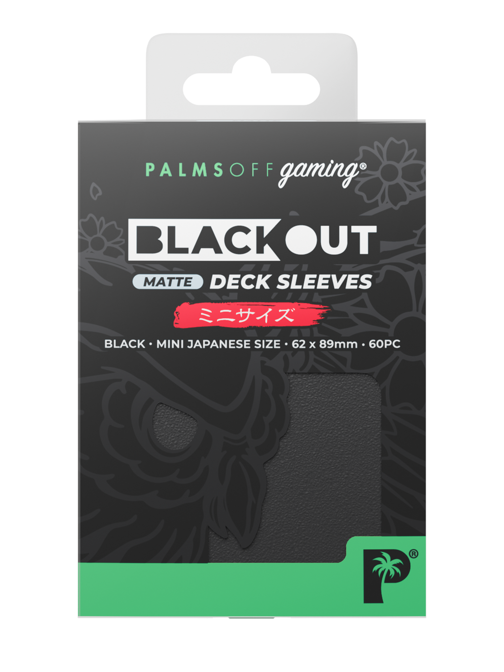 Palms Off Gaming Blackout Deck Sleeves - Japanese Mini Size - 60pc - Black - Matte