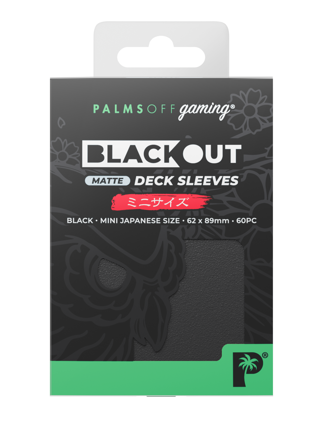 Palms Off Gaming Blackout Deck Sleeves - Japanese Mini Size - 60pc - Black - Matte
