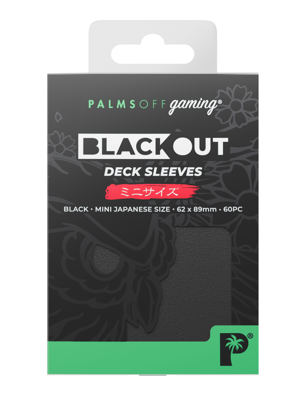 Palms Off Gaming Blackout Deck Sleeves - Japanese Mini Size - 60pc - Black