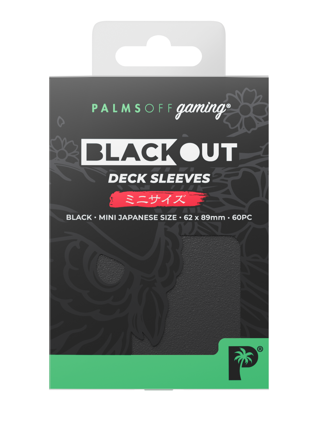 Palms Off Gaming Blackout Deck Sleeves - Japanese Mini Size - 60pc - Black
