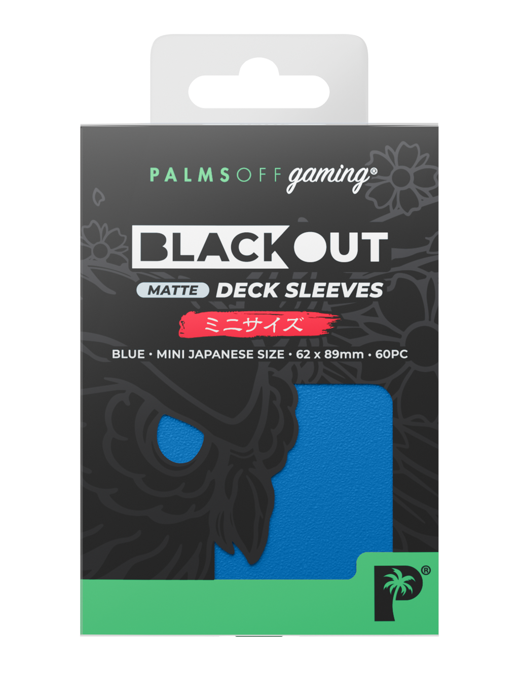Palms Off Gaming Blackout Deck Sleeves - Japanese Mini Size - 60pc - Blue - Matte