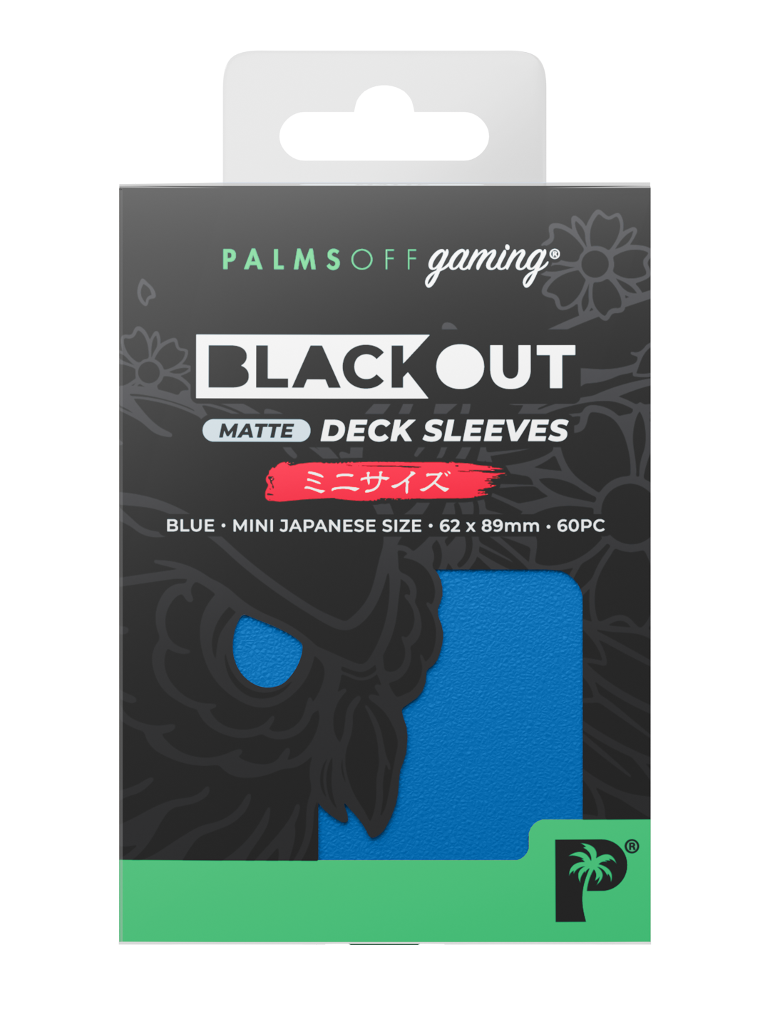Palms Off Gaming Blackout Deck Sleeves - Japanese Mini Size - 60pc - Blue - Matte