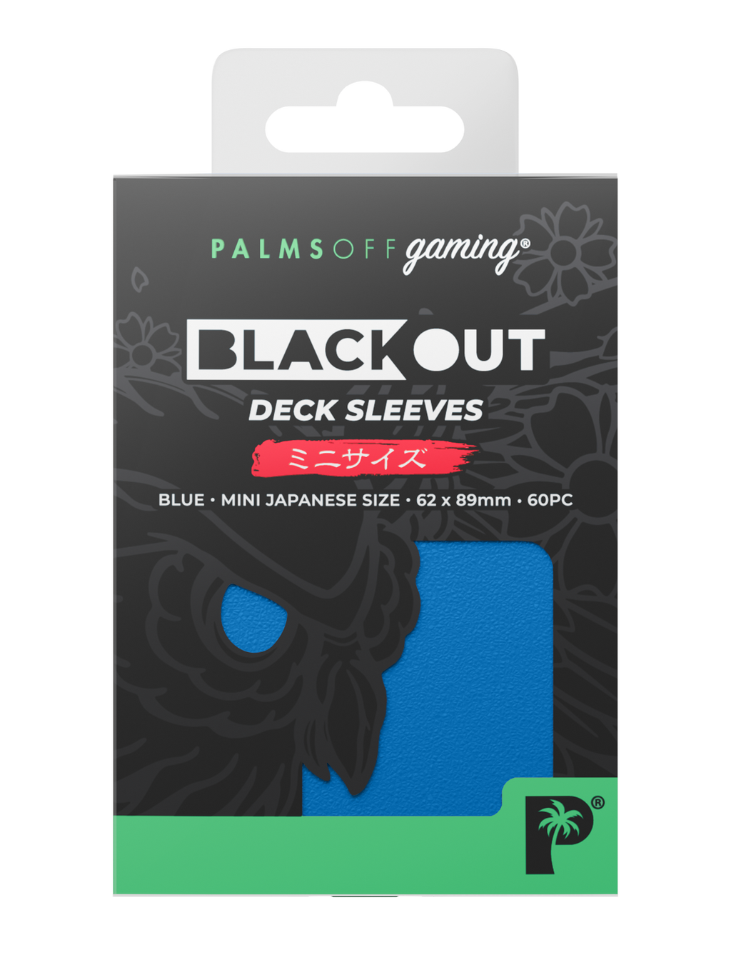 Palms Off Gaming Blackout Deck Sleeves - Japanese Mini Size - 60pc - Blue