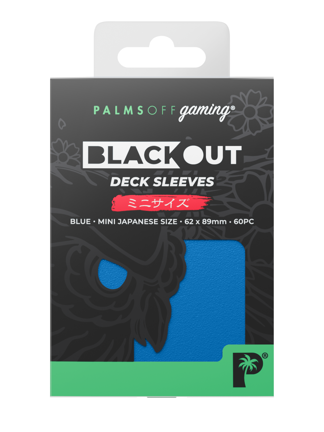 Palms Off Gaming Blackout Deck Sleeves - Japanese Mini Size - 60pc - Blue