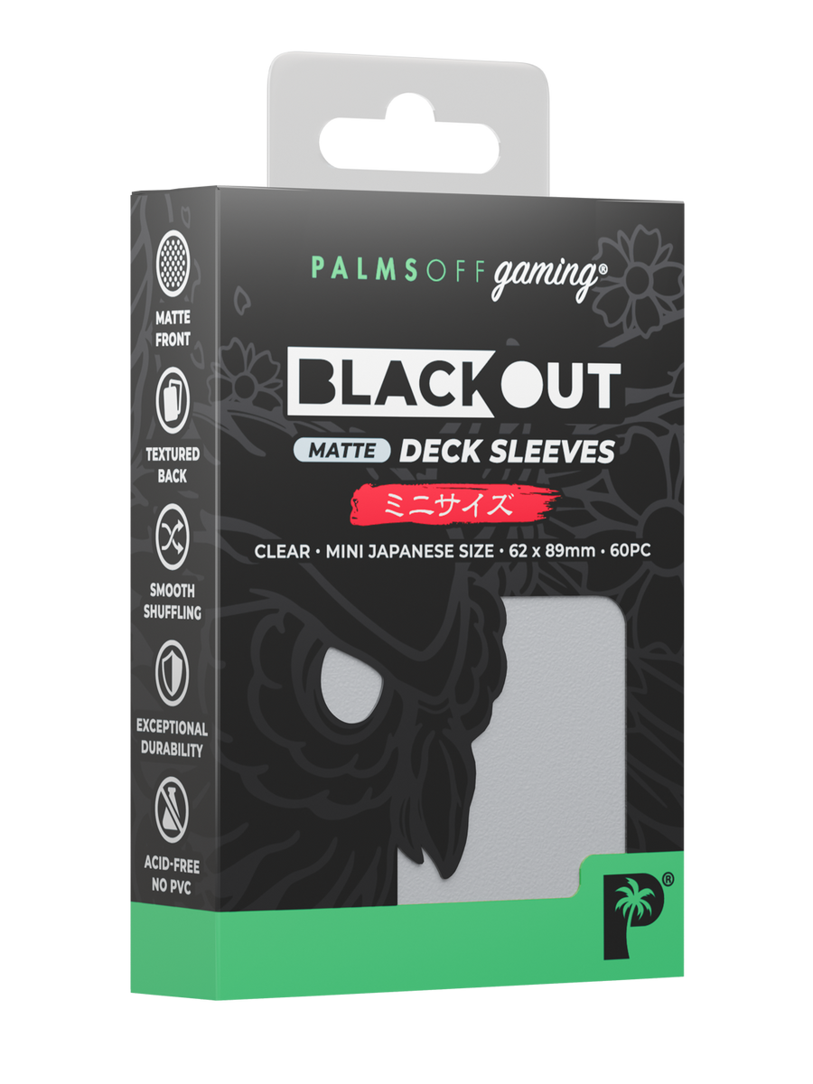 Palms Off Gaming Blackout Deck Sleeves - Japanese Mini Size - 60pc - Clear - Matte