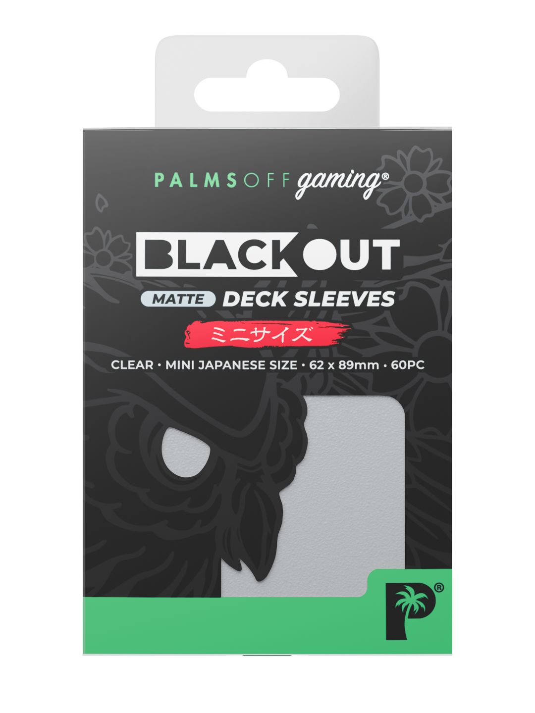 Palms Off Gaming Blackout Deck Sleeves - Japanese Mini Size - 60pc - Clear - Matte