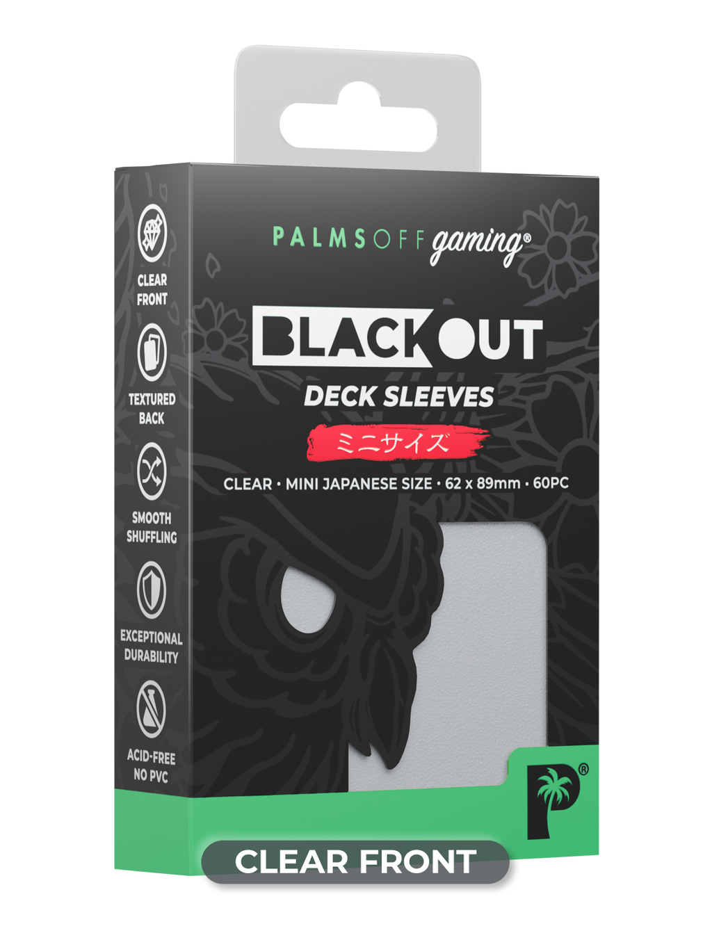 Palms Off Gaming Blackout Deck Sleeves - Japanese Mini Size - 60pc - Clear