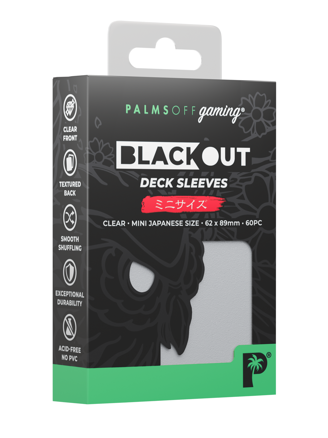 Palms Off Gaming Blackout Deck Sleeves - Japanese Mini Size - 60pc - Clear