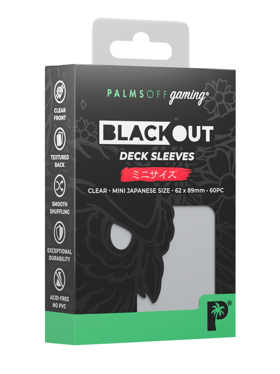 Palms Off Gaming Blackout Deck Sleeves - Japanese Mini Size - 60pc - Clear