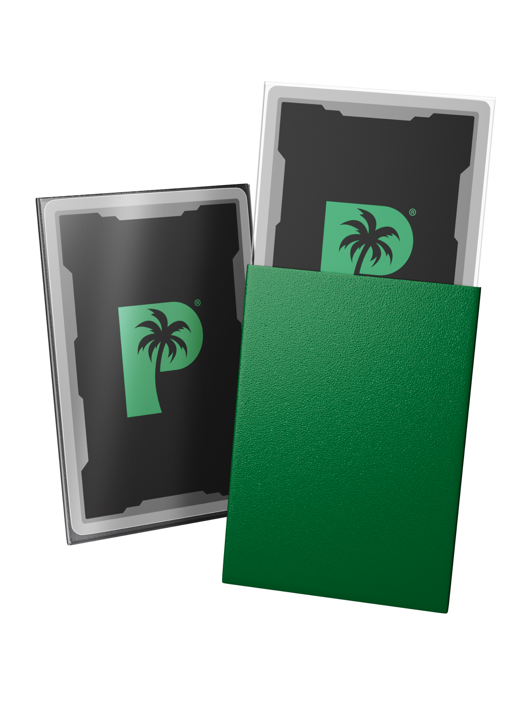 Palms Off Gaming Blackout Deck Sleeves - Japanese Mini Size - 60pc - Green - Matte