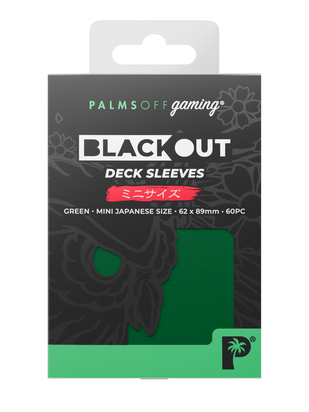 Palms Off Gaming Blackout Deck Sleeves - Japanese Mini Size - 60pc - Green