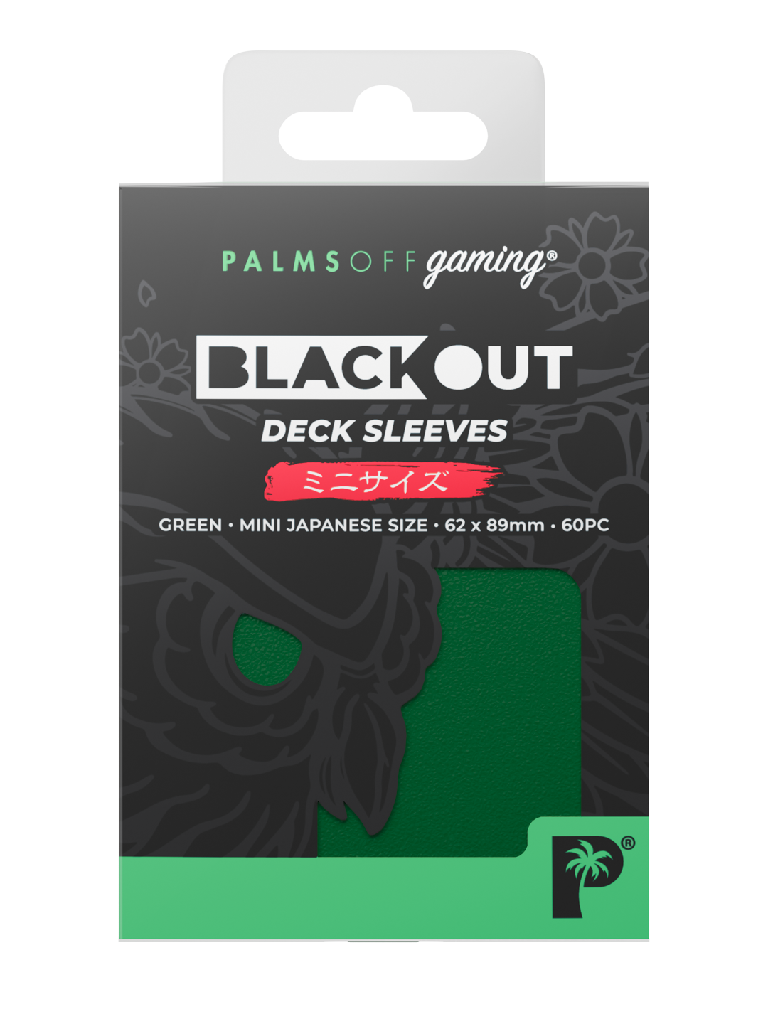 Palms Off Gaming Blackout Deck Sleeves - Japanese Mini Size - 60pc - Green