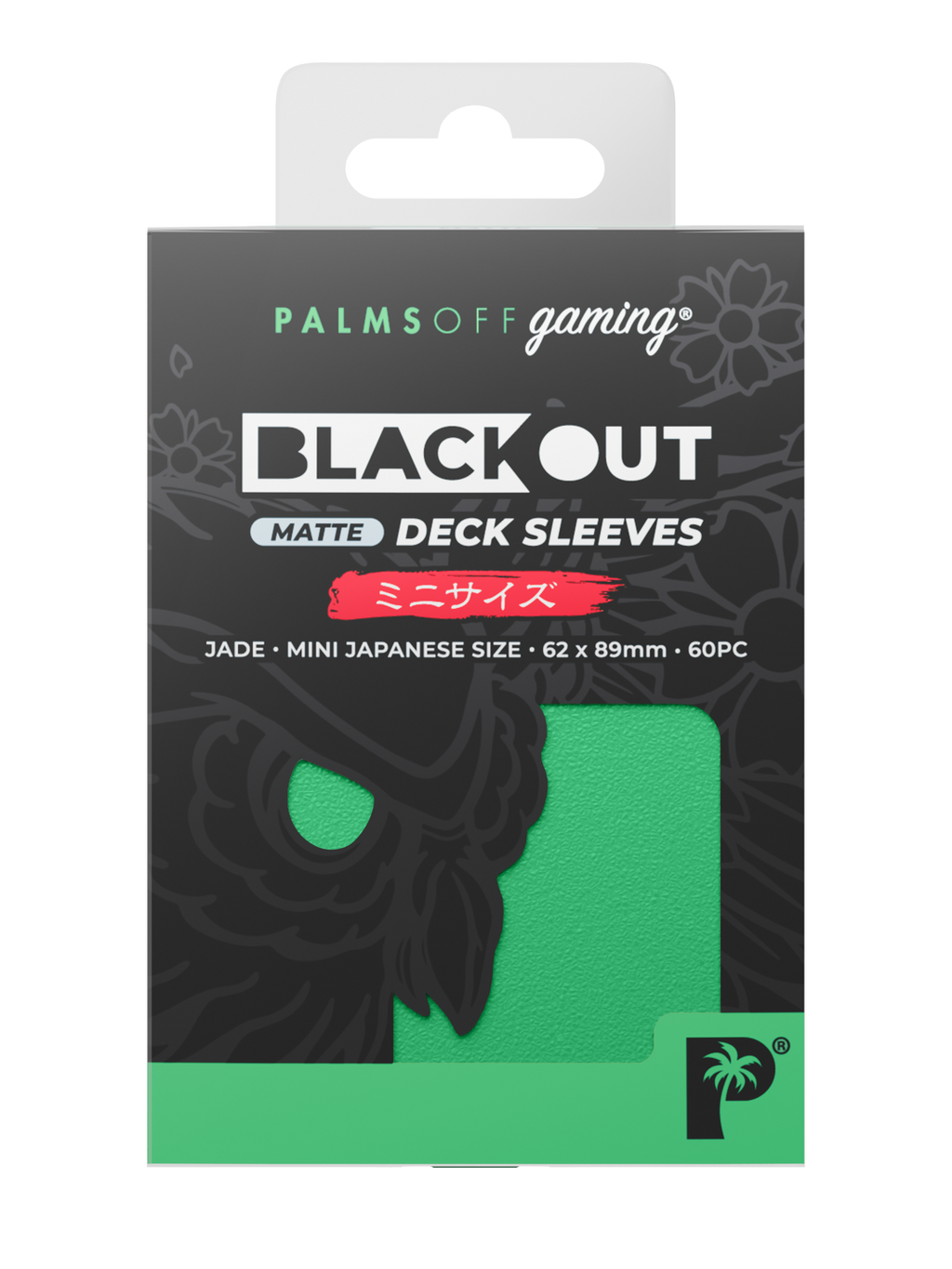 Palms Off Gaming Blackout Deck Sleeves - Japanese Mini Size - 60pc - Jade - Matte