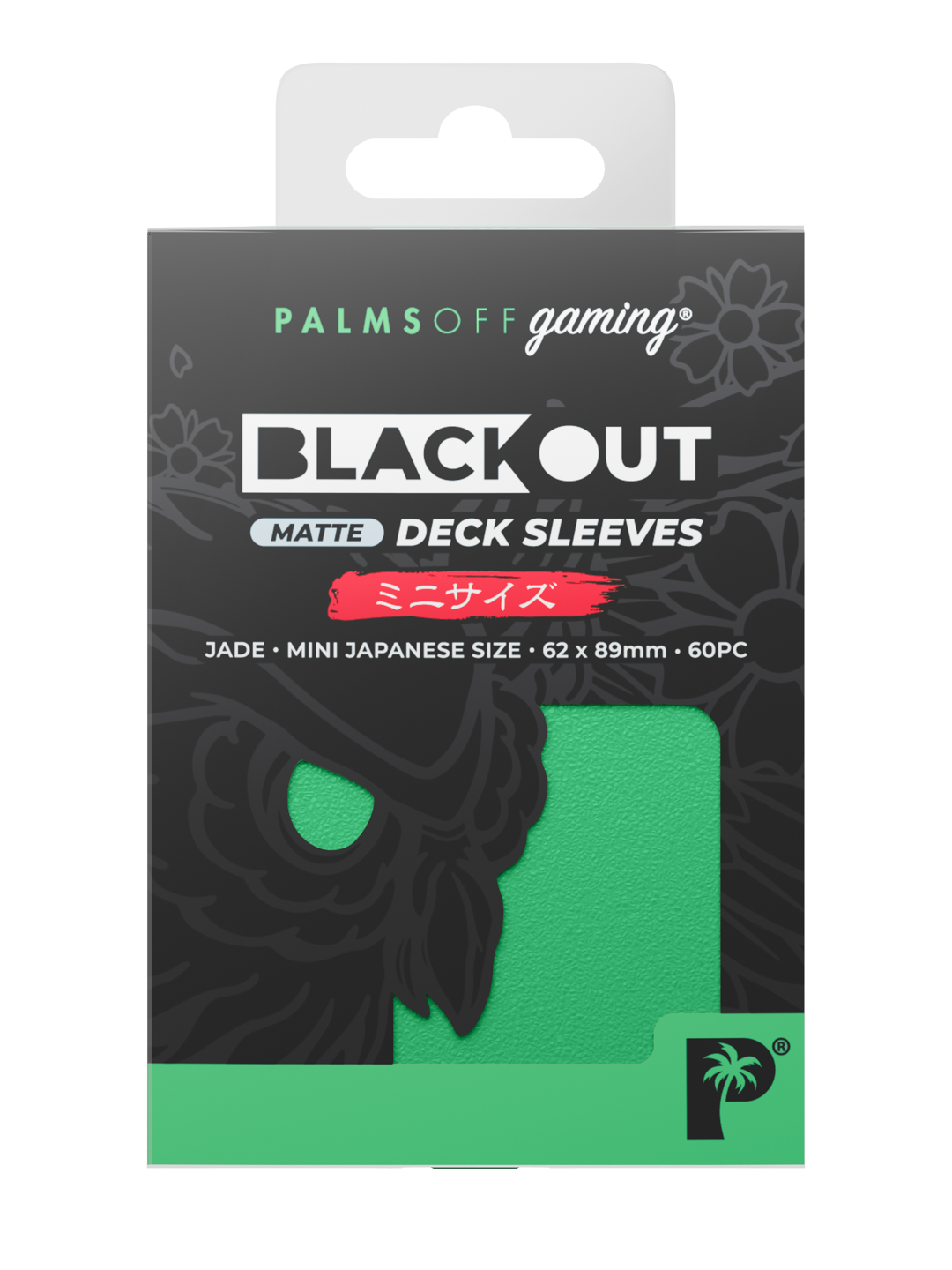 Palms Off Gaming Blackout Deck Sleeves - Japanese Mini Size - 60pc - Jade - Matte