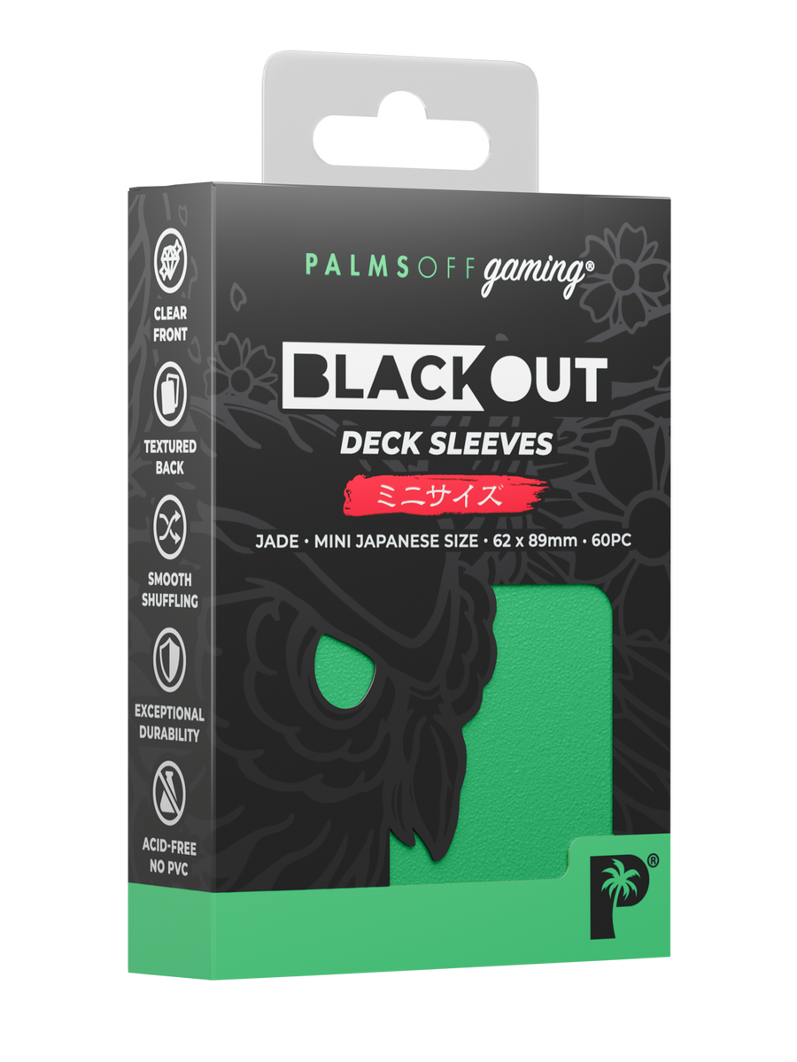 Palms Off Gaming Blackout Deck Sleeves - Japanese Mini Size - 60pc - Jade