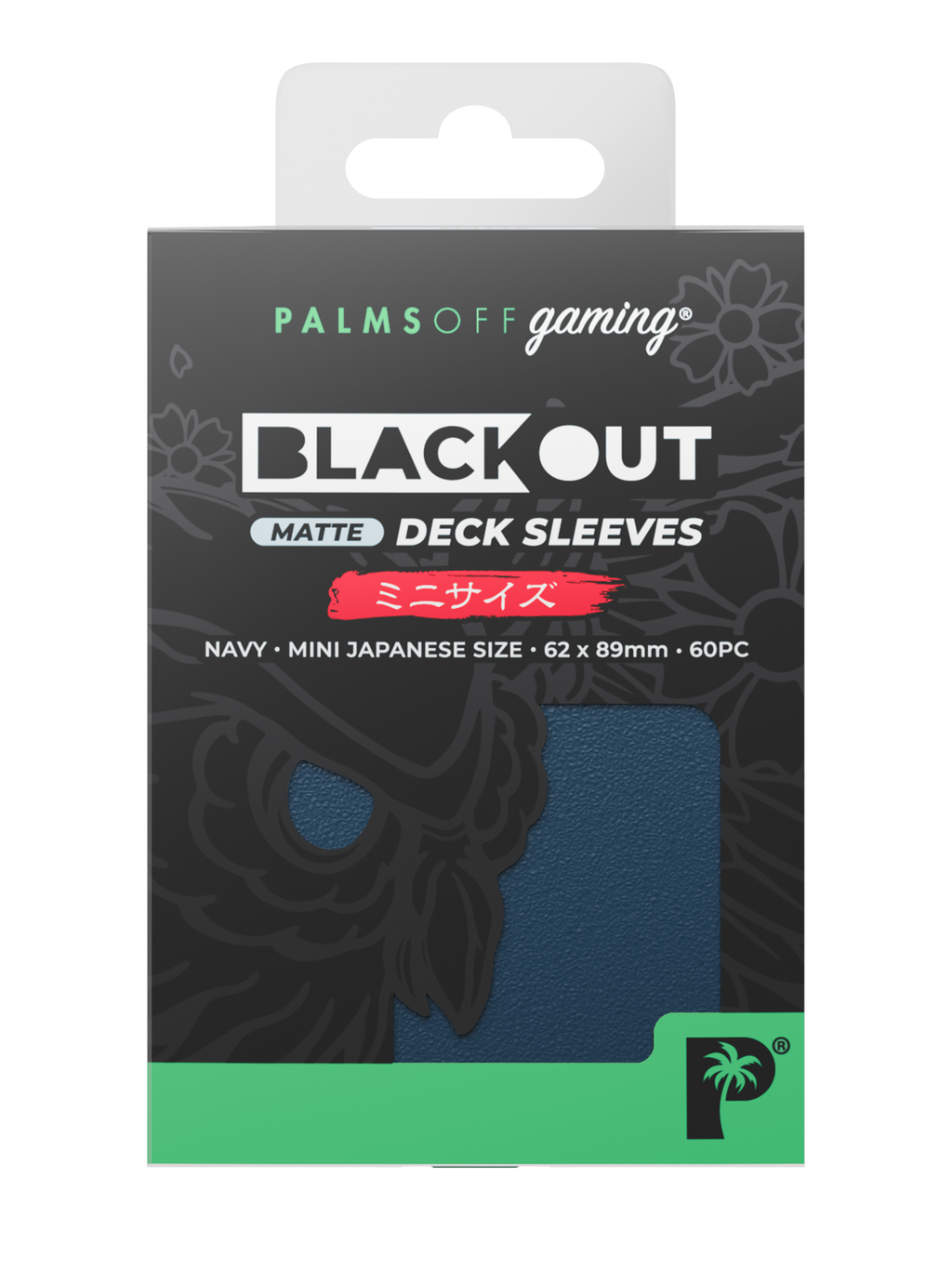 Palms Off Gaming Blackout Deck Sleeves - Japanese Mini Size - 60pc - Navy - Matte