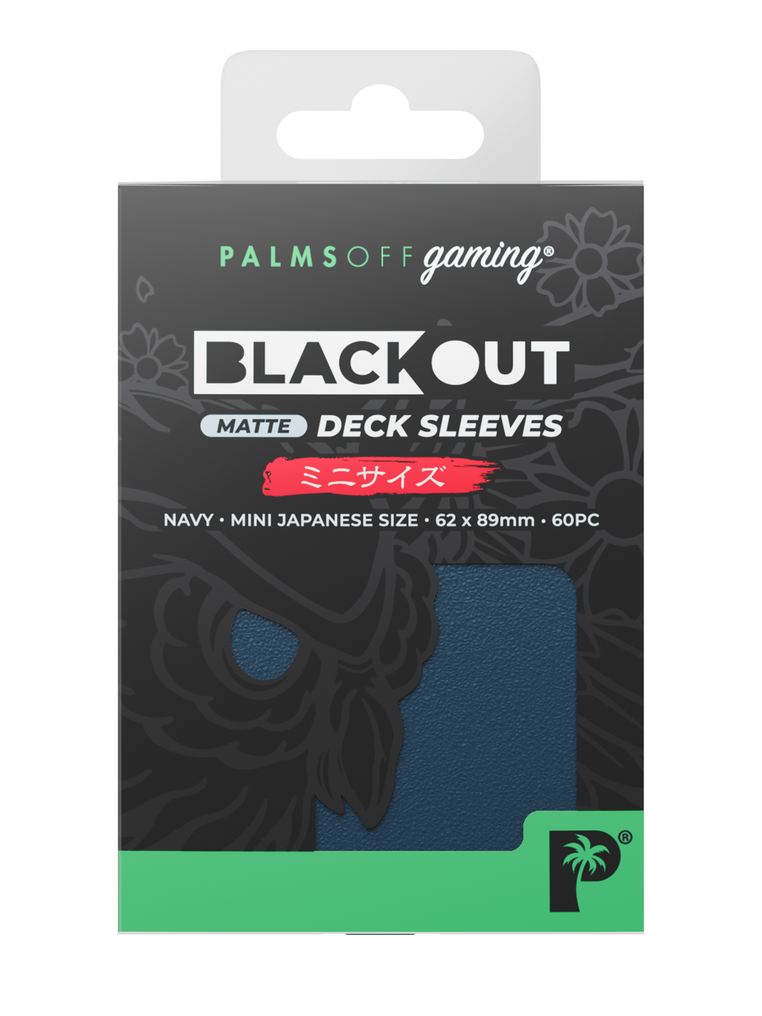 Palms Off Gaming Blackout Deck Sleeves - Japanese Mini Size - 60pc - Navy - Matte