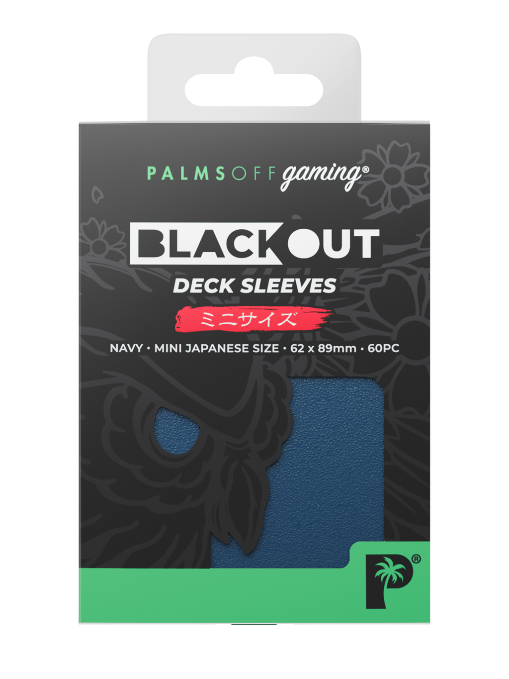 Palms Off Gaming Blackout Deck Sleeves - Japanese Mini Size - 60pc - Navy