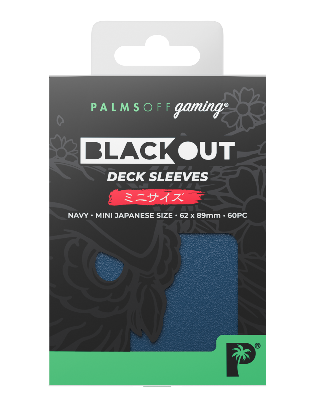 Palms Off Gaming Blackout Deck Sleeves - Japanese Mini Size - 60pc - Navy