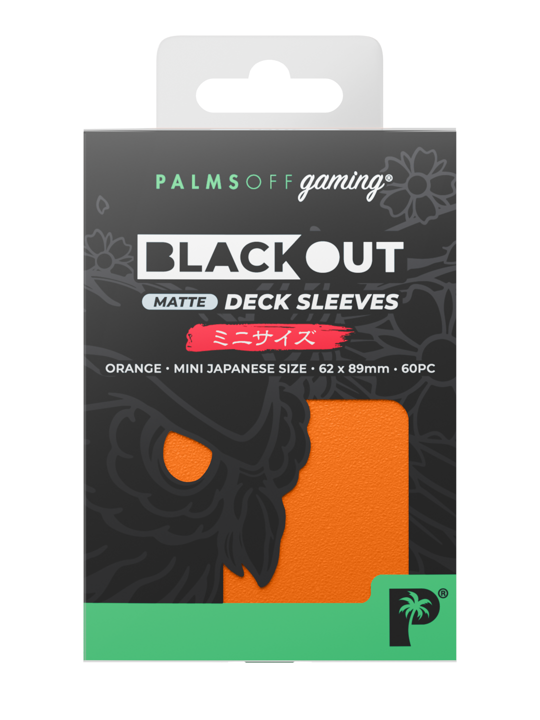 Palms Off Gaming Blackout Deck Sleeves - Japanese Mini Size - 60pc - Orange - Matte
