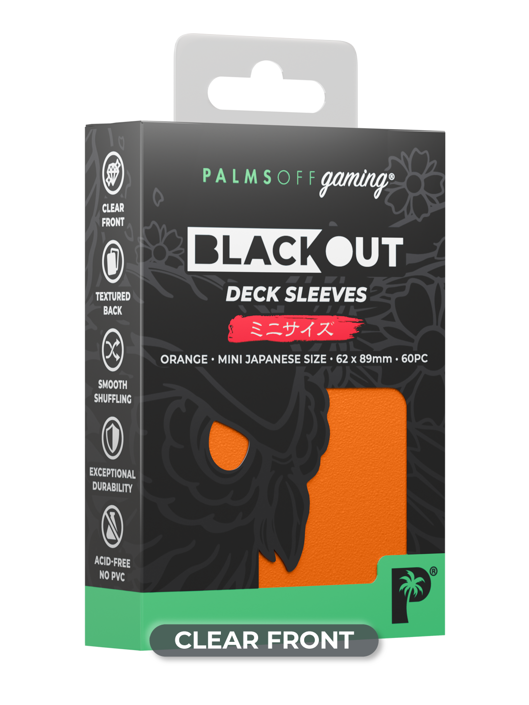 Palms Off Gaming Blackout Deck Sleeves - Japanese Mini Size - 60pc - Orange