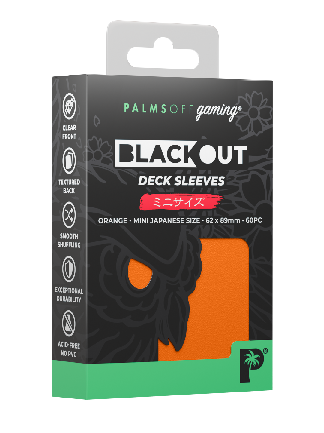 Palms Off Gaming Blackout Deck Sleeves - Japanese Mini Size - 60pc - Orange