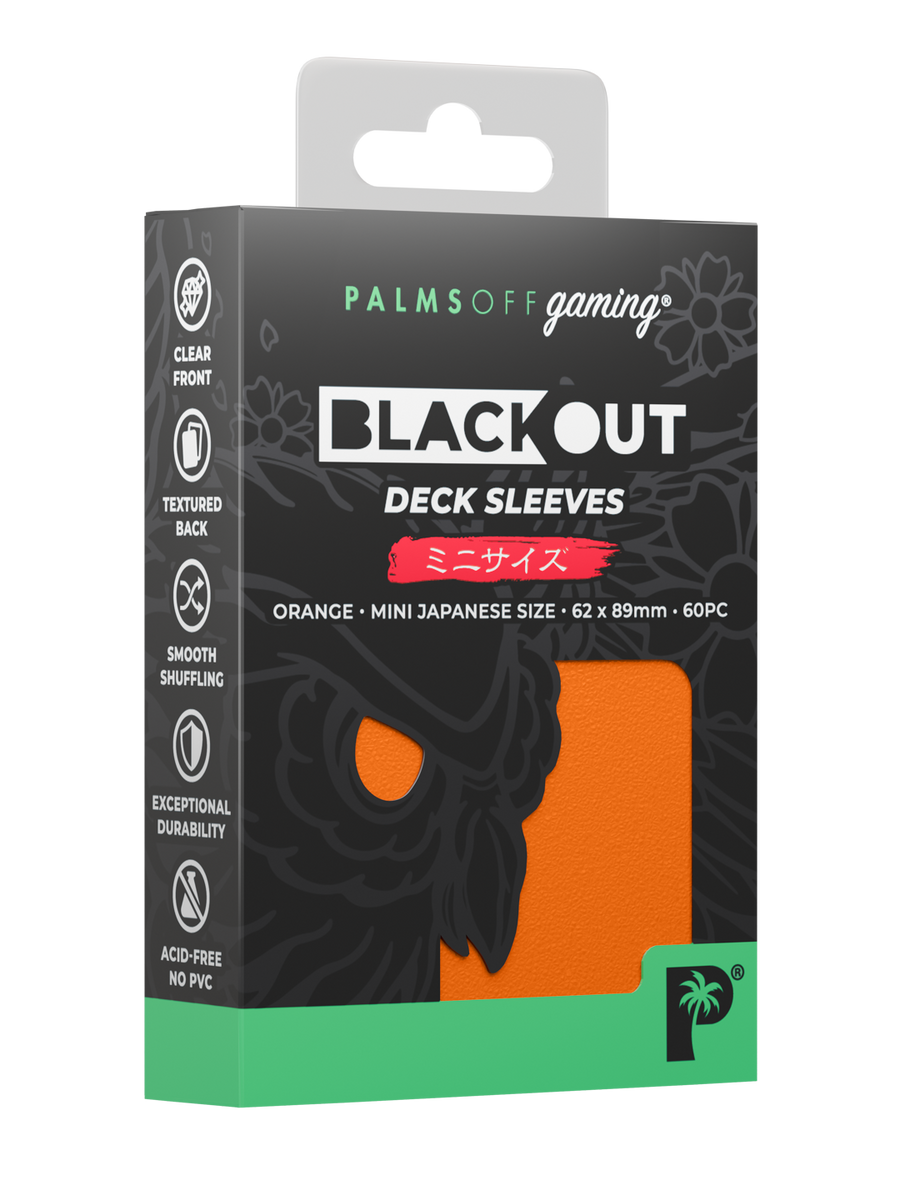 Palms Off Gaming Blackout Deck Sleeves - Japanese Mini Size - 60pc - Orange