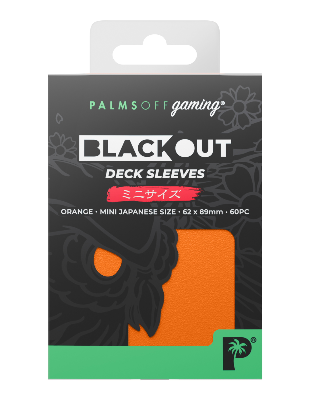 Palms Off Gaming Blackout Deck Sleeves - Japanese Mini Size - 60pc - Orange