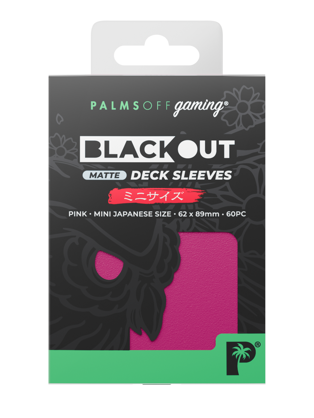 Palms Off Gaming Blackout Deck Sleeves - Japanese Mini Size - 60pc - Pink - Matte