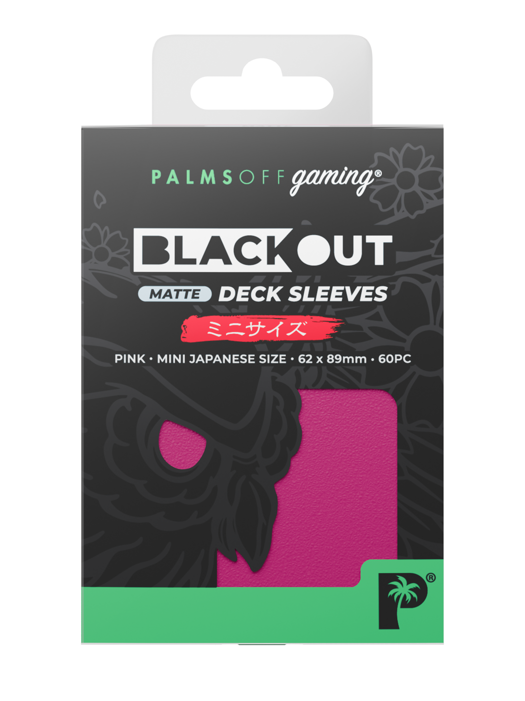 Palms Off Gaming Blackout Deck Sleeves - Japanese Mini Size - 60pc - Pink - Matte