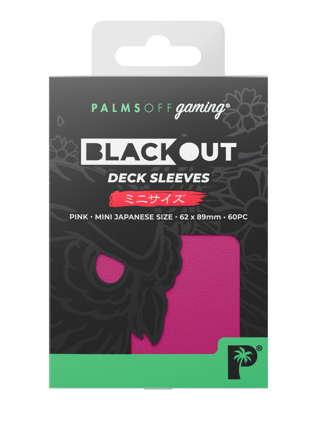 Palms Off Gaming Blackout Deck Sleeves - Japanese Mini Size - 60pc - Pink
