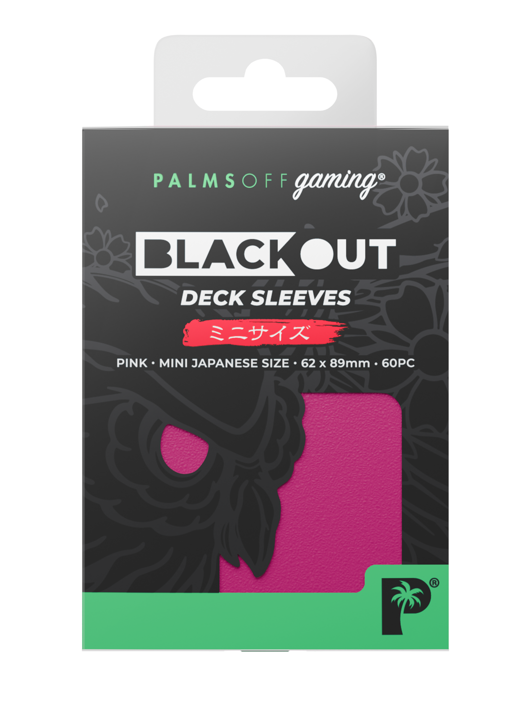 Palms Off Gaming Blackout Deck Sleeves - Japanese Mini Size - 60pc - Pink