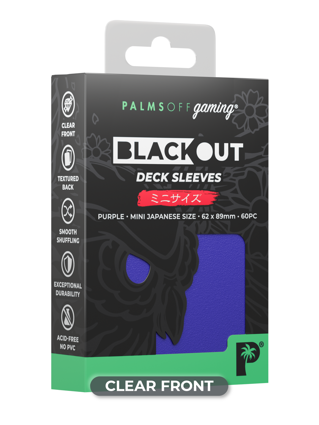 Palms Off Gaming Blackout Deck Sleeves - Japanese Mini Size - 60pc - Purple