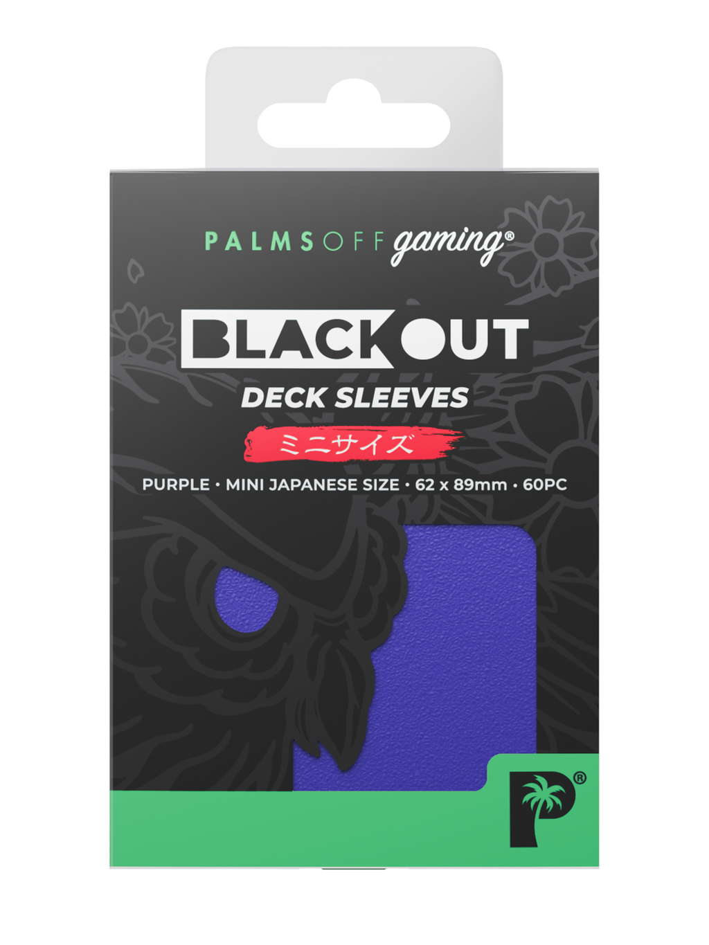 Palms Off Gaming Blackout Deck Sleeves - Japanese Mini Size - 60pc - Purple