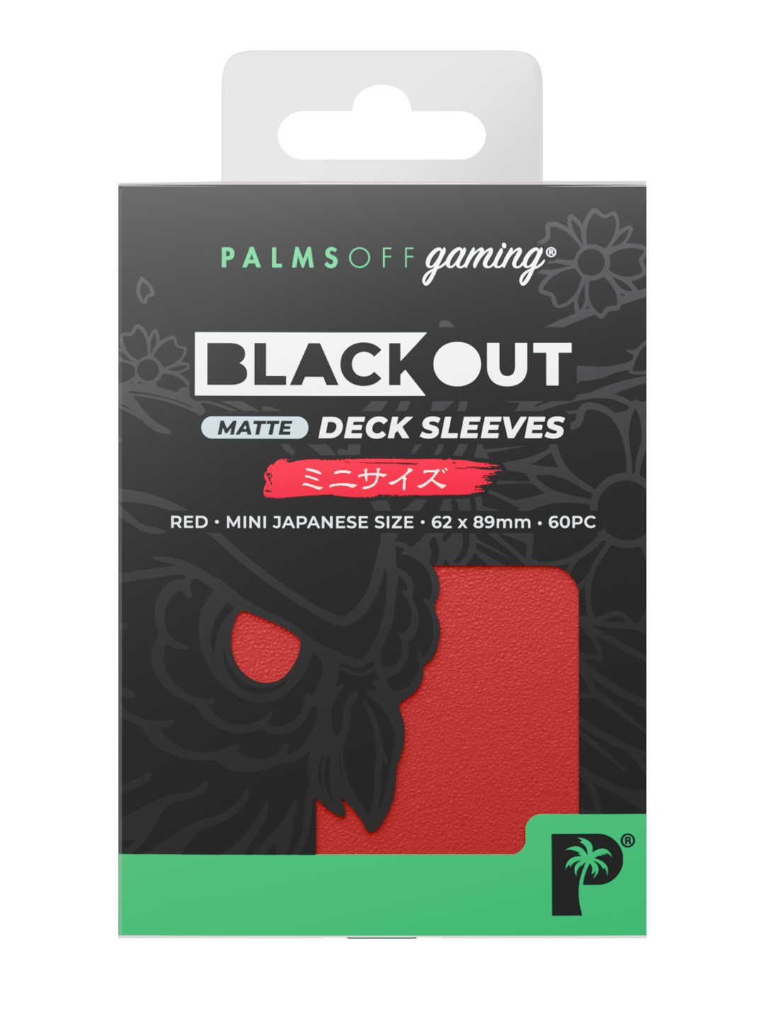 Palms Off Gaming Blackout Deck Sleeves - Japanese Mini Size - 60pc - Red - Matte