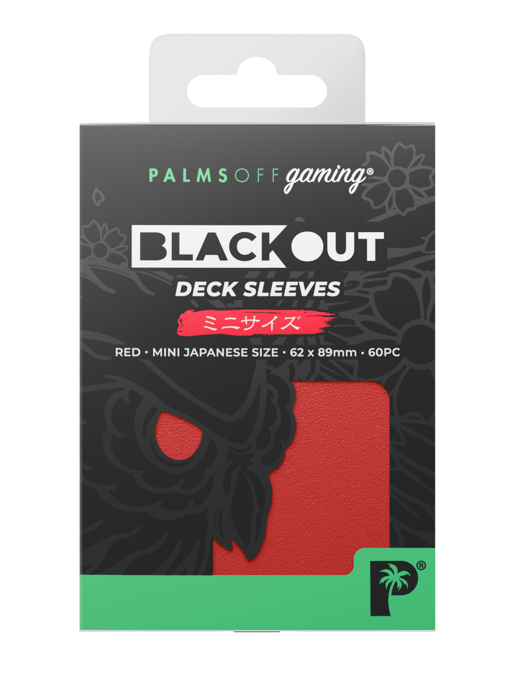 Palms Off Gaming Blackout Deck Sleeves - Japanese Mini Size - 60pc - Red