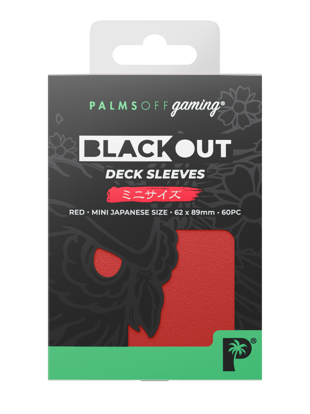 Palms Off Gaming Blackout Deck Sleeves - Japanese Mini Size - 60pc - Red