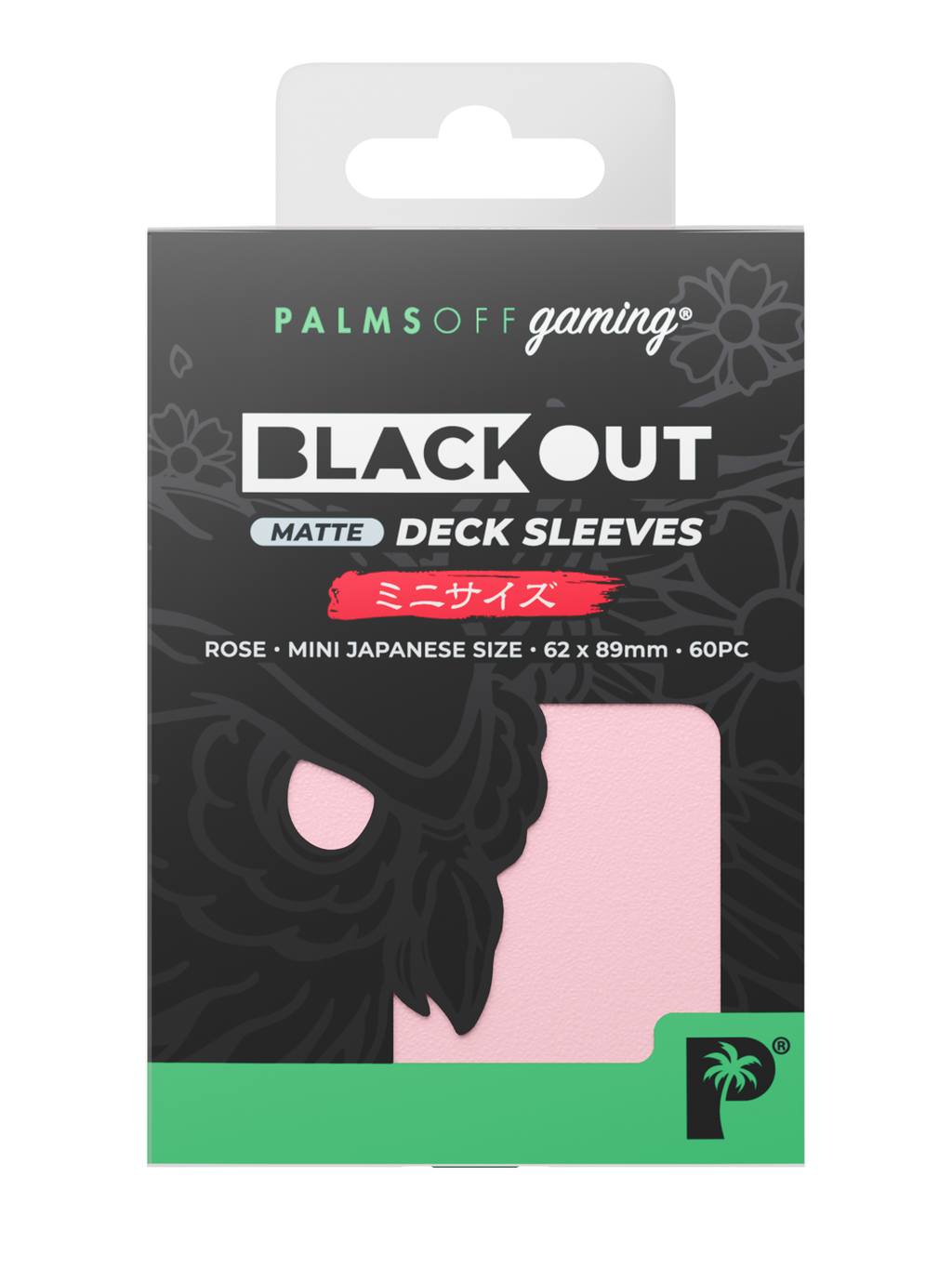 Palms Off Gaming Blackout Deck Sleeves - Japanese Mini Size - 60pc - Rose - Matte