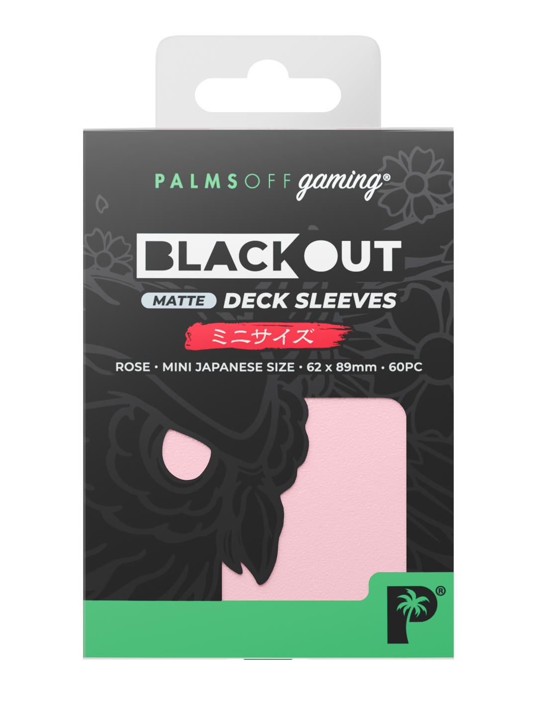 Palms Off Gaming Blackout Deck Sleeves - Japanese Mini Size - 60pc - Rose - Matte