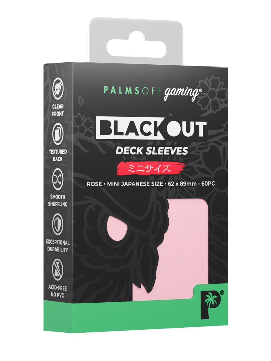 Palms Off Gaming Blackout Deck Sleeves - Japanese Mini Size - 60pc - Rose