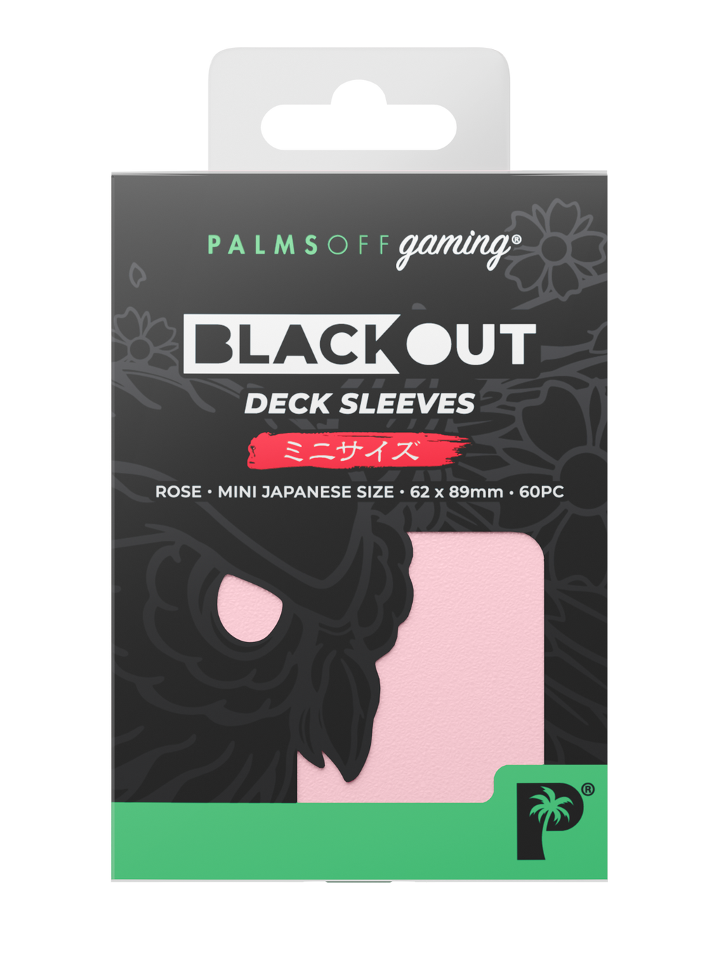 Palms Off Gaming Blackout Deck Sleeves - Japanese Mini Size - 60pc - Rose